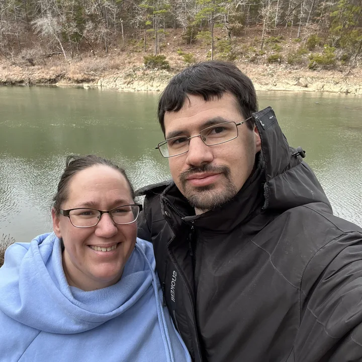 by the river